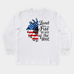 4th of July. Land of Free. Independence Day. Kids Long Sleeve T-Shirt